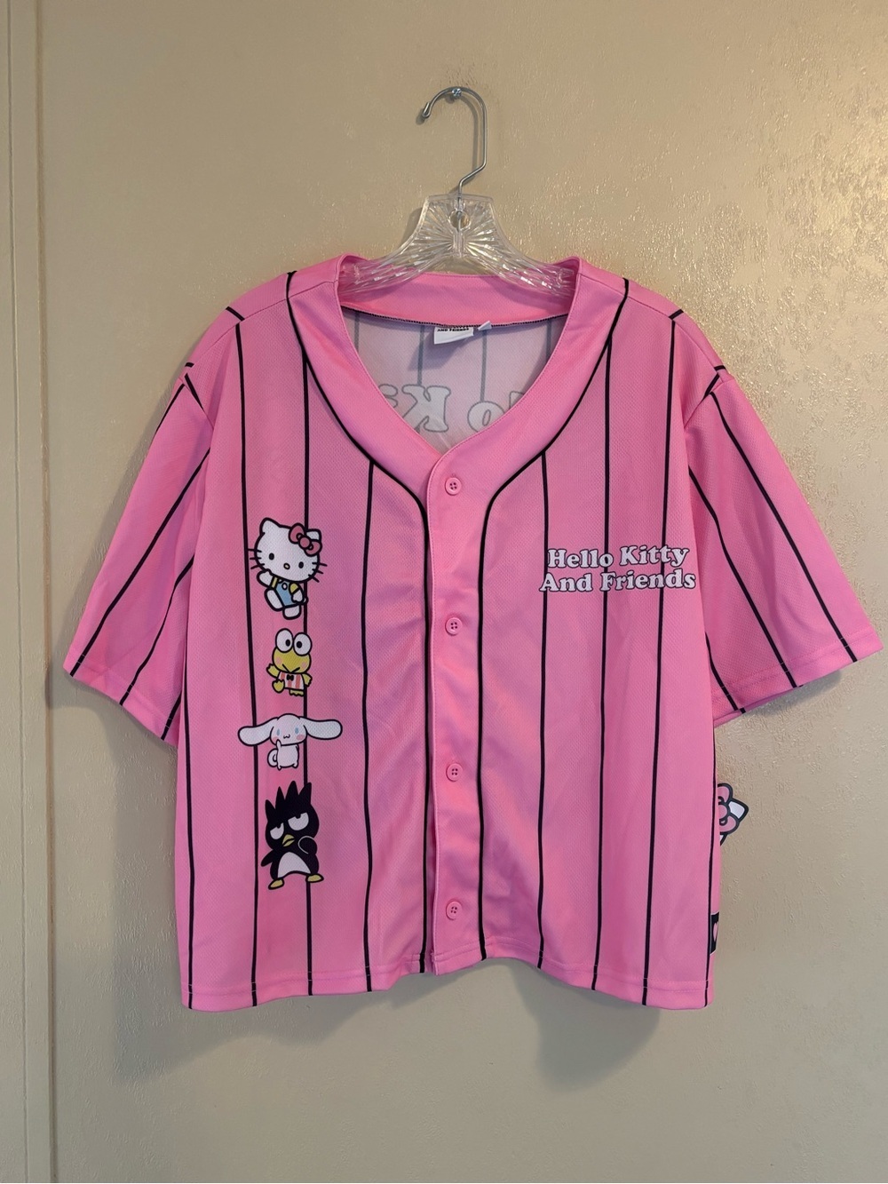 NWT Hello Kitty and Friends Graphic Cropped Baseball Jersey sz XL